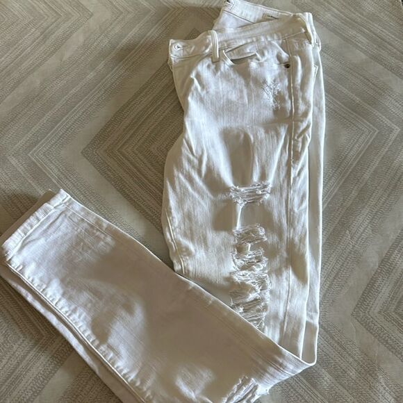 FRAME Denim Women’s Le Skinny de Jeanne White Stretch Ripped Jeans - Size 28 - Picture 1 of 9